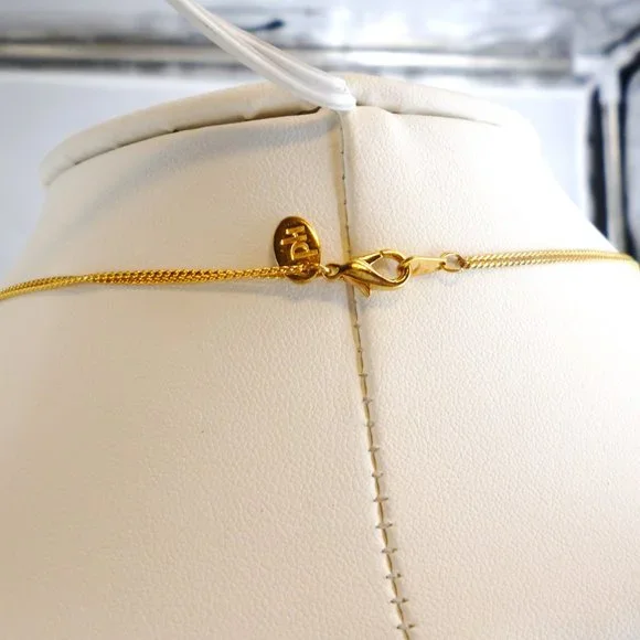 Necklace & Earring Set Gold Plate & Garnet Red Glass Beads 2 Strands NWOT M380 - Picture 5 of 6